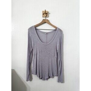 Free People Intimately Free Purple Long Sleeve Scoop Neck Top Size Small Viscose